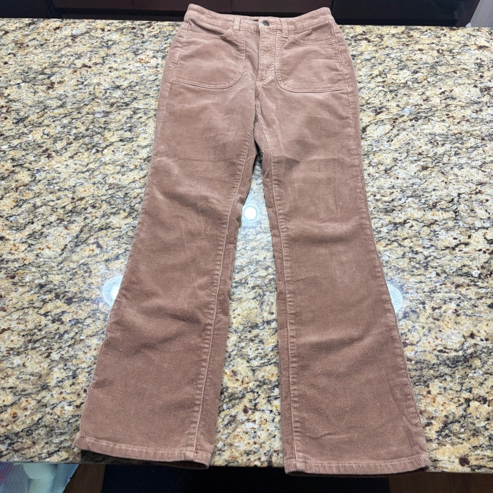 Quince Women Tan Brown Organic Cotton Corduroy Flare Leg Pants Size 0 25 ws
